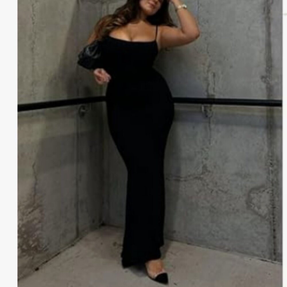 Popilush Shapewear Long Dress With Built in Bra and Slip Bodycon Maxi